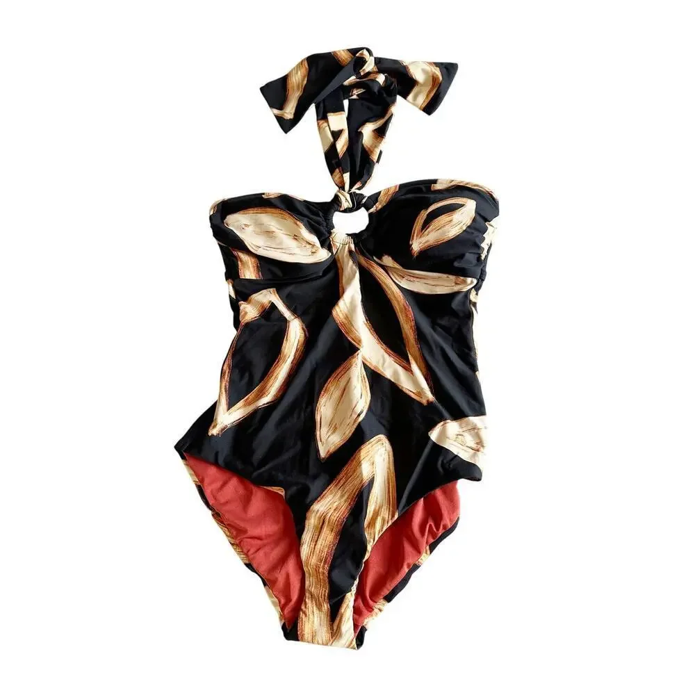 DKNY Island Ring Front Bandeau One Piece Swimsuit Size Medium - Picture 2 of 6
